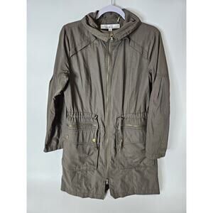 Kenneth Cole Zip Up Jacket S Military Safari Parka Olive Green Roll Tab